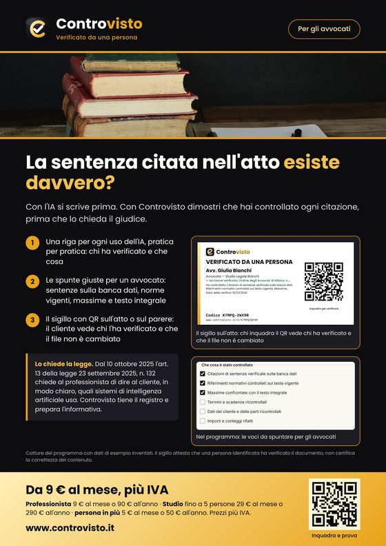 Locandina Controvisto per avvocati